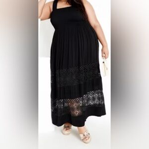 City Chic Black Lace Detail Maxi Dress